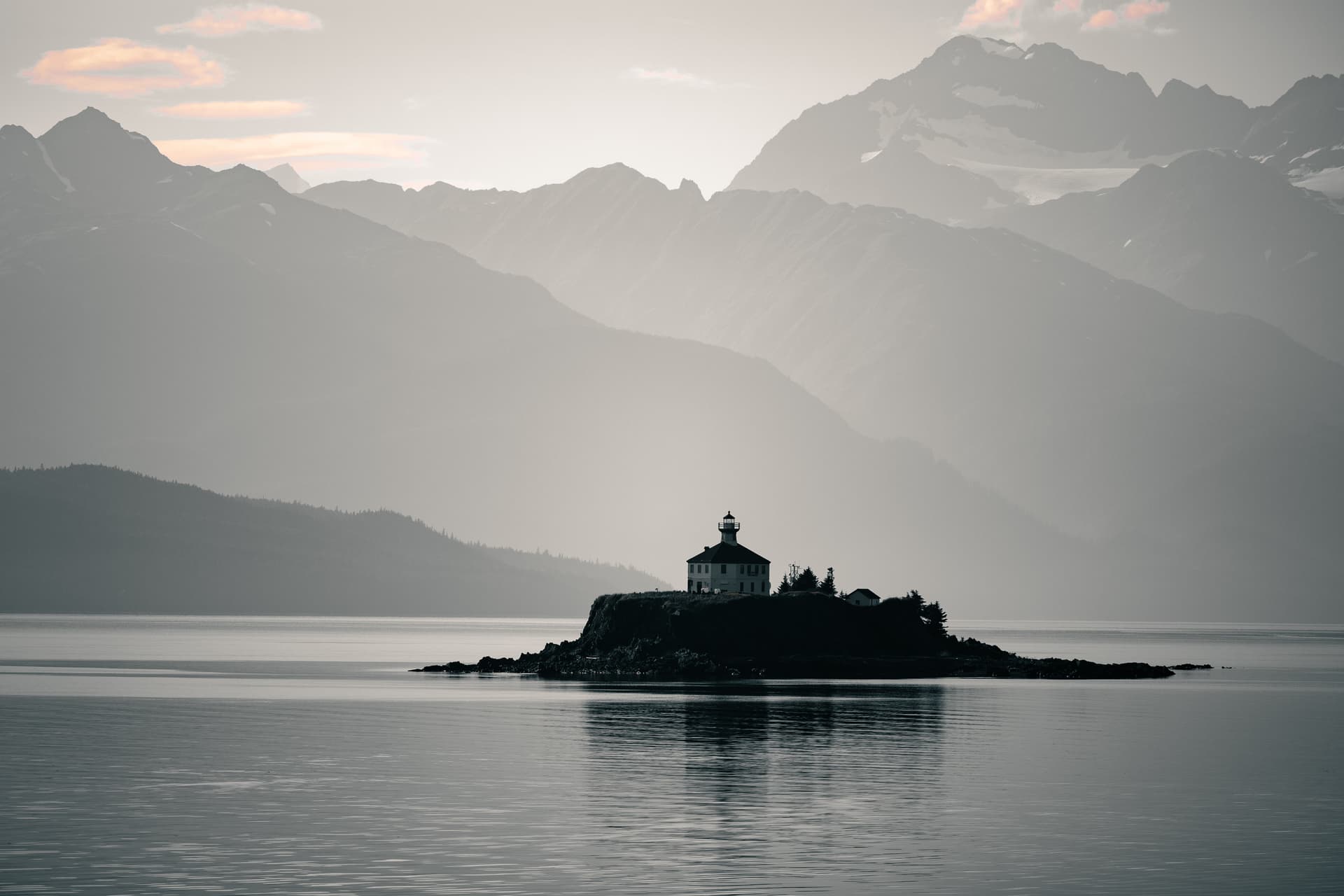 Lighthouse on the coast of Southeast Alaska near Juneau